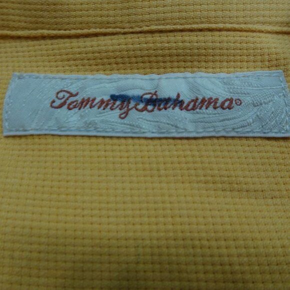 Tommy Bahamas Yellow Full Button Silk Shirt Large - Picture 3 of 5